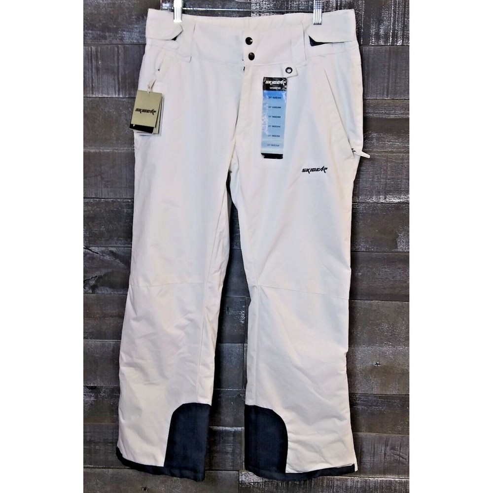 SKIGEAR Insulated Snow Ski Pants Women's White 5K Size Large 29L 31" Inseam NWT
